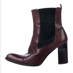 mui mui burgundy leather Chelsea boots